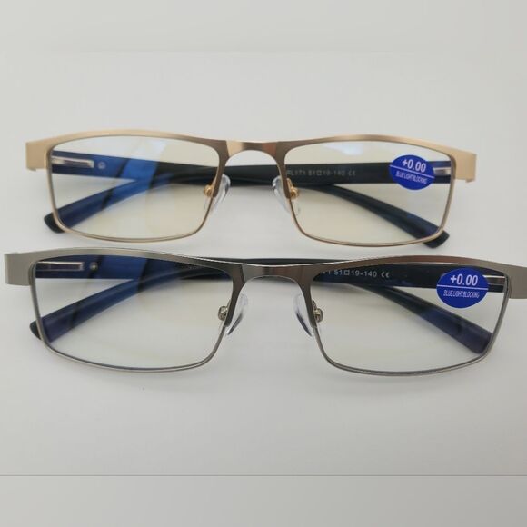 1 Pair of blue light blocking glasses (Gold & Silver) There Are Only 2 Glasses. - Picture 2 of 6